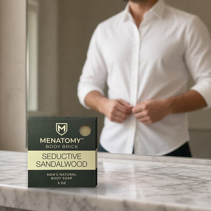 Seductive Sandalwood on bathroom counter